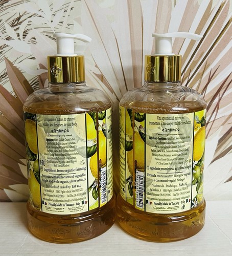 2 Bottles Fiorentino ~ Lemon Moisturizing Hand Soap with Castor Oil 16.9 oz Each - Picture 2 of 2