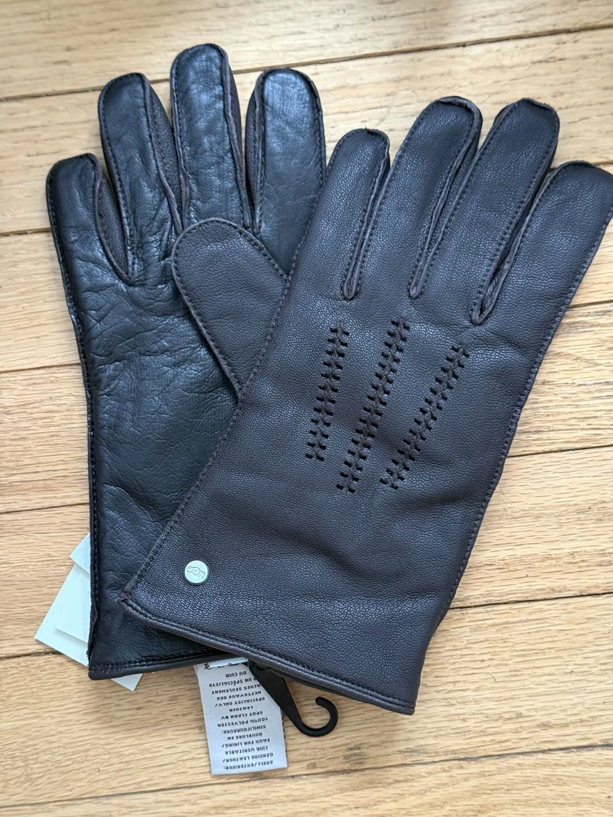 UGG Men's Wrangell Conductive Brown Leather Gloves SZ M L