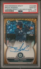 2023 BOWMAN DRAFT CHROME PROSPECT AUTO GOLD SHIMMER BROCK RODDEN 31/50 PSA 10