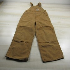 Carhartt Overalls Boys 7 Brown Duck Canvas Bib Workwear Outdoor Youth 28x19