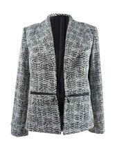 Kasper Women's Metallic Jacquard Wing-Collar Jacket