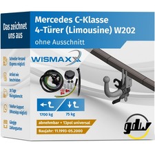 ANHÄNGERKUPPLUNG für Mercedes C-Klasse W202 93-00 abnehmbar GDW +13polig E-Satz