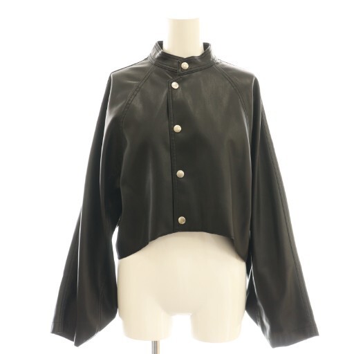 AMERI ROUND SHORT SYNTHETIC LEATHER JACKET Faux l… - image 1
