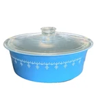 Pyrex Blue Snowflake Garland 664 Big Bertha 4 Qt Casserole Bowl Dish & Lid RARE