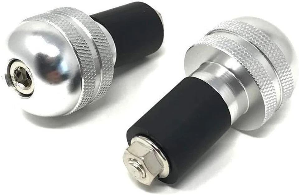 Moto Terminali Pesi Anodizzato per 22Mm 7/8" Manubrio - Argento - Immagine 4 di 4