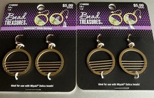 Lot of 2 Bead Treasures CenterLine Circle Earrings Gold Tone