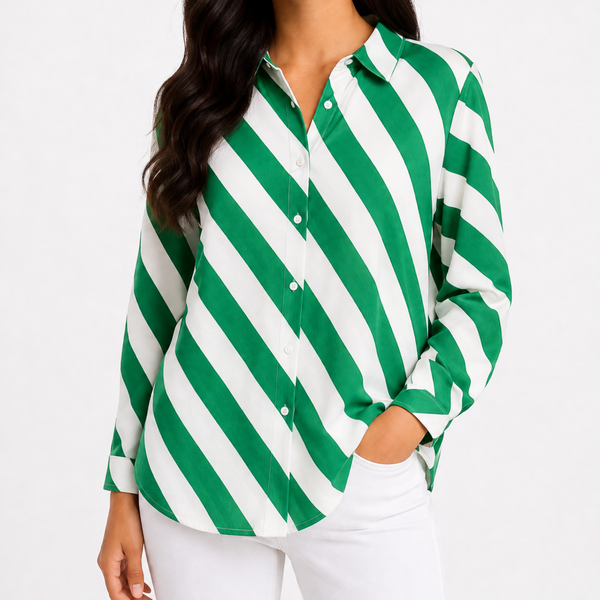 Bluse Milano Italy GrüN Weiß 40 L Damen Shirt Tunika Hemd Oberteil Np 69 Neu-image