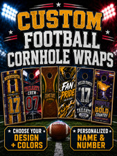 Custom Football Cornhole Board Wrap Decal Set Personalized Team Color Design nfl