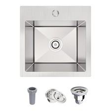 15x15x9 Inch Drop In Bar Sink, 18 Gauge T304 Stainless Steel Topmount Kitchen...
