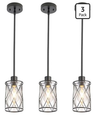 3 Pack Black Pendant Light Fixture.