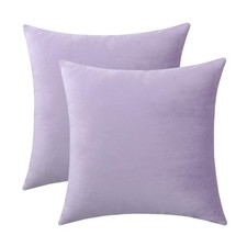Square Velvet Pillow Cases 18x18 2 Pack Plush Bedroom Decor Lavender Purple
