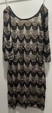 Windsor Black Gold Sequin Dress Women's Size Large 3/4 Sleeve Party Cocktail