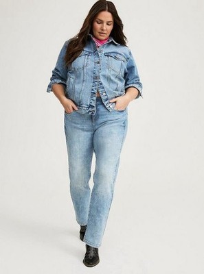 Torrid Women's Jeans Ankle Blue Light Wash Straight Leg High Rise Zise 18