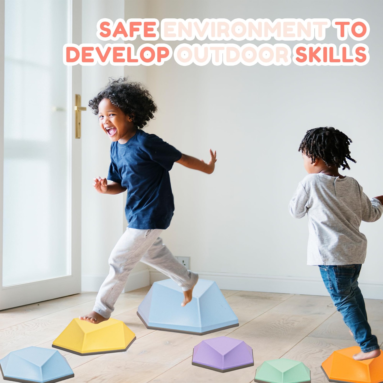 Stepping Stones – 8 Piece Balance Blocks Set for Toddlers, Multicolor Balance... thumbnail 9