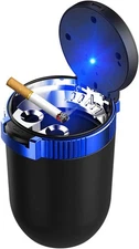 Car Ashtray with Lid, Detachable Stainless Smokeless Auto Ashtray, 1 PC, Blue 