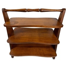 Pianta a libro vintage in legno 3 ripiani manico mandrino Petersen Art MCM doppia faccia