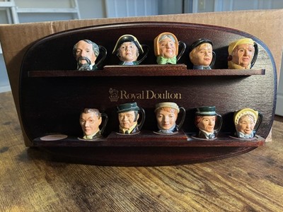 Royal Doulton Original Set TINY Character Toby Jugs Mugs Display Shelf(10 of 12)