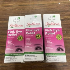 3x Pink Irritated Eye Relief 0.33 oz 10 ml Sterile Drops EXP 06/2026.
