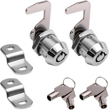Toolbox Cam Lock Replacement 5/8 Chrome Tubular Keyed Alike 2 Pack w/ Keys