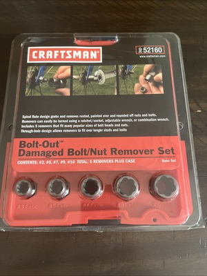 #ad SEARS Craftsman USA NOS 9 52160 Bolt Out Damaged Bolt Nut Remover Extractor Set $15.61