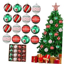 16Pcs Christmas Ornaments 3.15'' Shatterproof Red Green and White Red and Green