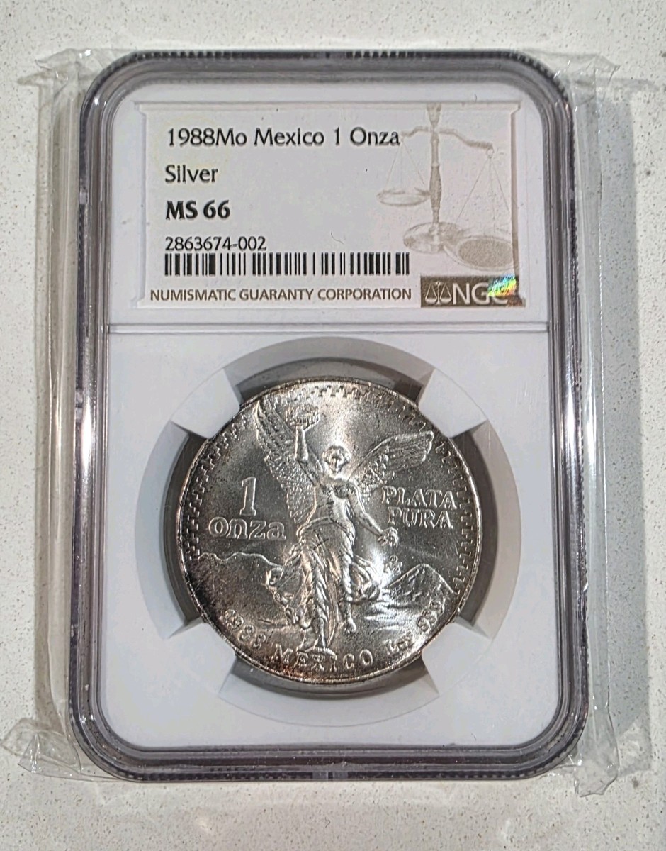 1988 MEXICO SILVER ONZA LIBERTAD TONED NGC MS 66 RARE | eBay