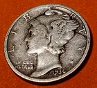 1936 Mercury Dime 90% Silver P Mint