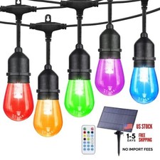 48FT Solar Outdoor String Lights, 15 Shatterproof Edison S14 48FT Multicolor