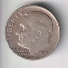1957-D ROOSEVELT DIME 10¢ DENVER MINT 90% SILVER COIN UNITED STATES OF AMERICA