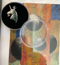 Vntg. Sterling Turquoise Unicorn Pendant Hand made Magic ArtisT Hallmarked 