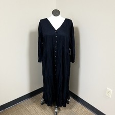 NWT Sonoma Black Long Sleeve Loose Fit Maxi Dress Women's Size 2X