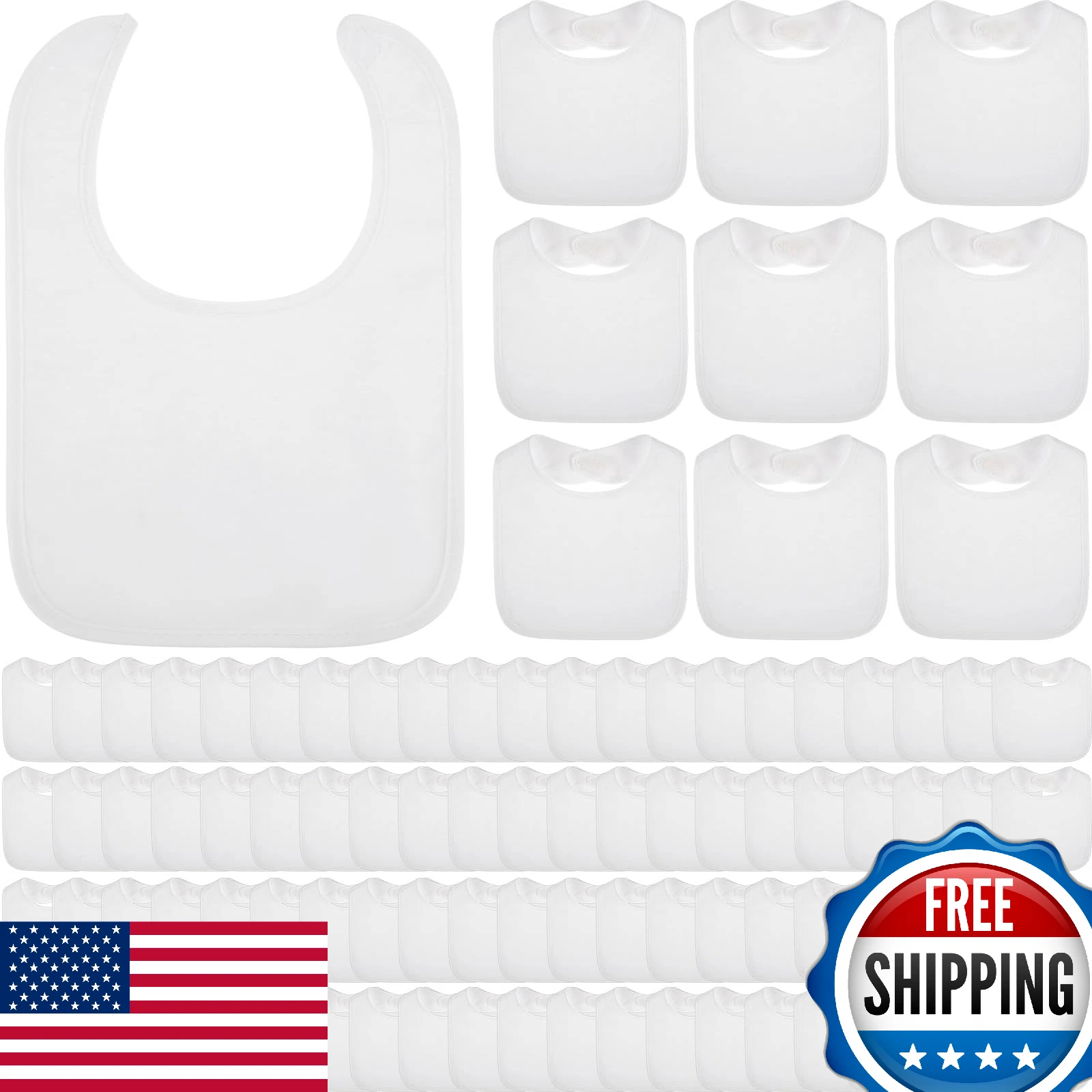 Toulite 40-Pk Baby Bibs Waterproof Washable Reusable Cotton Double-Sided Feeding