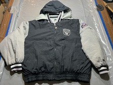 Vintage Oakland Raiders Pro Player Reversible Puff Jacket Size L Removable Hood
