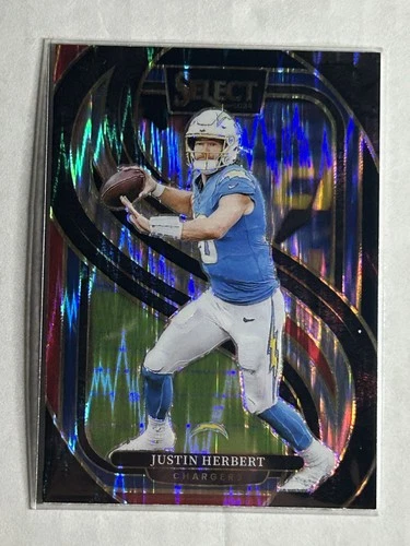 2024 Panini Select - Premier Level Justin Herbert #131 Black &amp; Red Shock Prizm