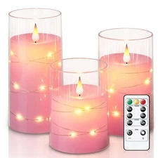 Best Homemory Flickering Flameless Candles with String Lights Battery Operated