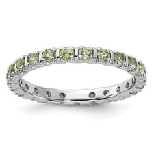 Sterling Silver Stackable Expressions Peridot Ring Size 9 for Women 1.84gm