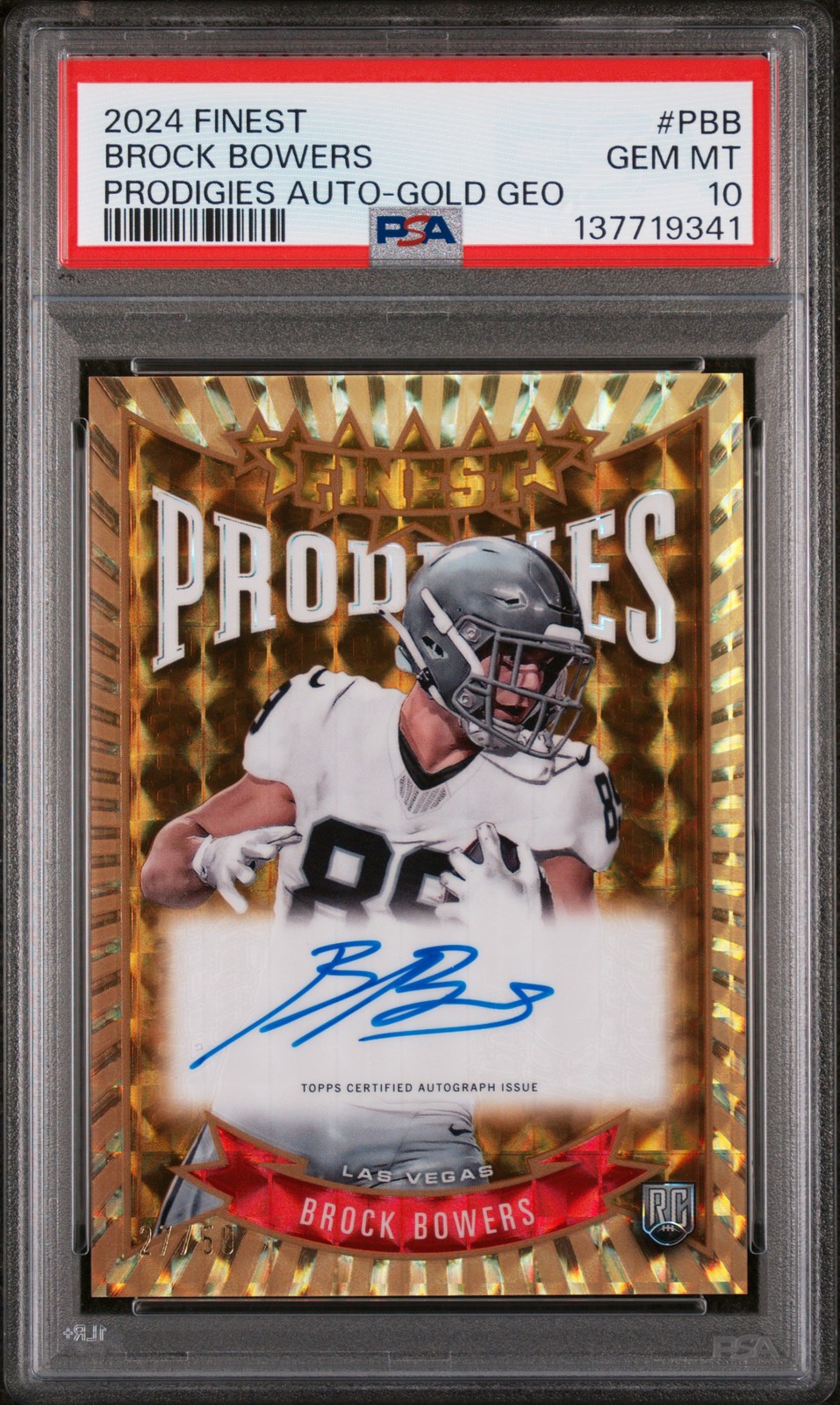 Brock Bowers Topps Finest Prodigies Autographs #PBB Gold Geometric