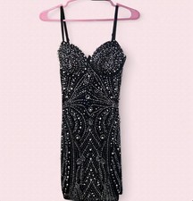 Windsor Women’s Size M Brielle Bodycon Mini Dress | Sweetheart Neckline W/ Gems