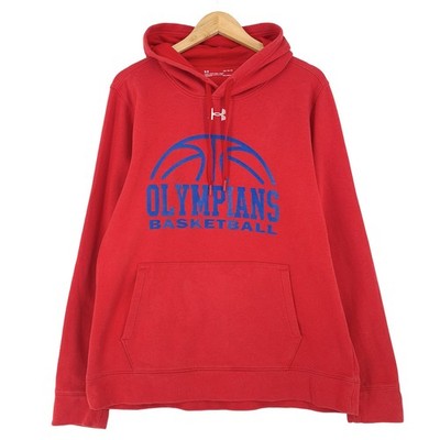 Under Armour Vintage Pullover Hoodie Rot Lässig Mw6 Größe L