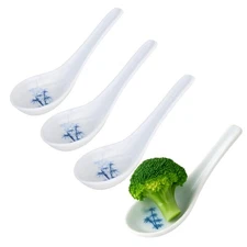 JapanBargain 2323x4 Set of 4 White Bamboo Japanese Soup Spoons, 5 Inch Ramen ...