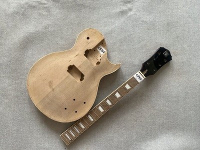 Unfinished Guitar Basswood Body with Neck, Rosewood Fingerboard Fit Les Paul LP