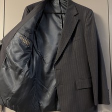 Ralph Lauren Polo University Club Blazer Mens 42R Black Wool Pinstripe