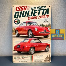 1960 Alfa Romeo Giulietta Sprint Zagato Car Metal Sign Poster Wall Decor 30x20cm