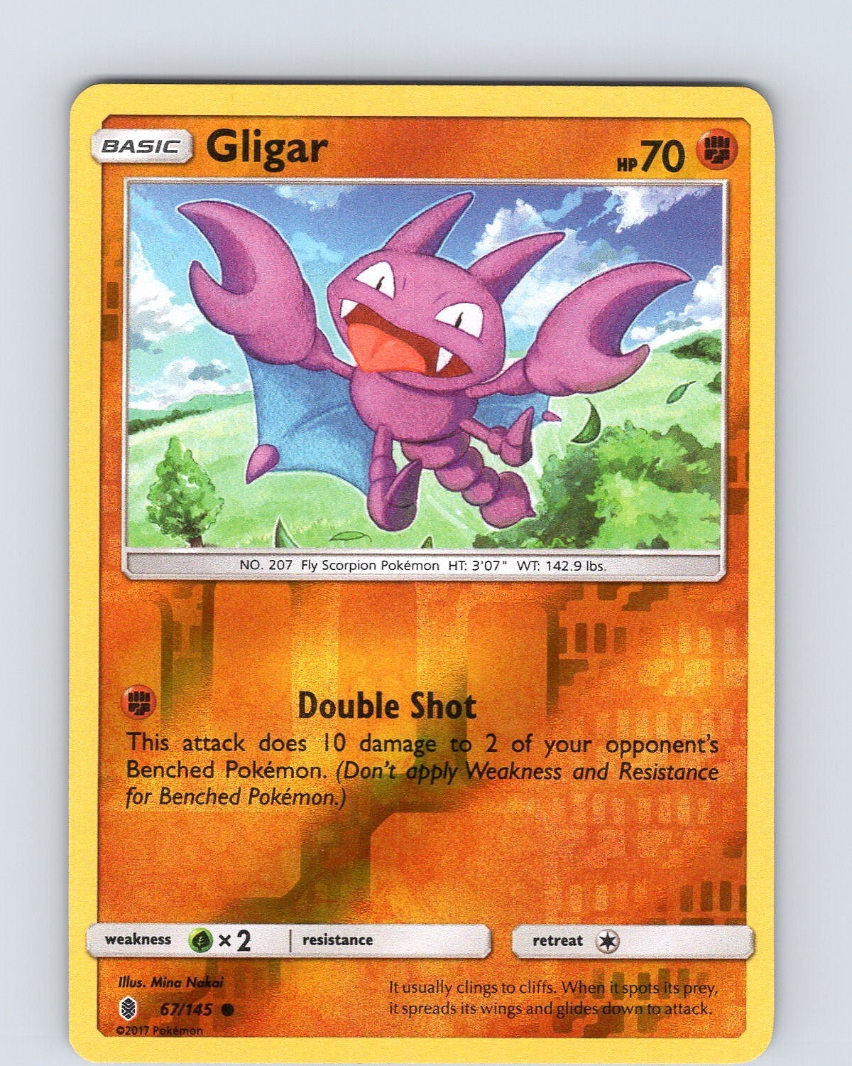 Pokemon TCG Gligar S&M Guardians Rising 67/145 Reverse Holo Common Card NM