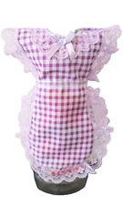 Gingham Check Print Apron Coverup Pancake Syrup Catsup Dish Soap Bottle Fun Gift