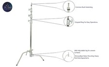 TGSL Heavy-Duty Stainless Steel C-Stand Triple Rise with Turtle Base