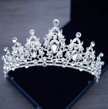 Silver Crown Tiara real metal gift birthday diadem birthday bridal point