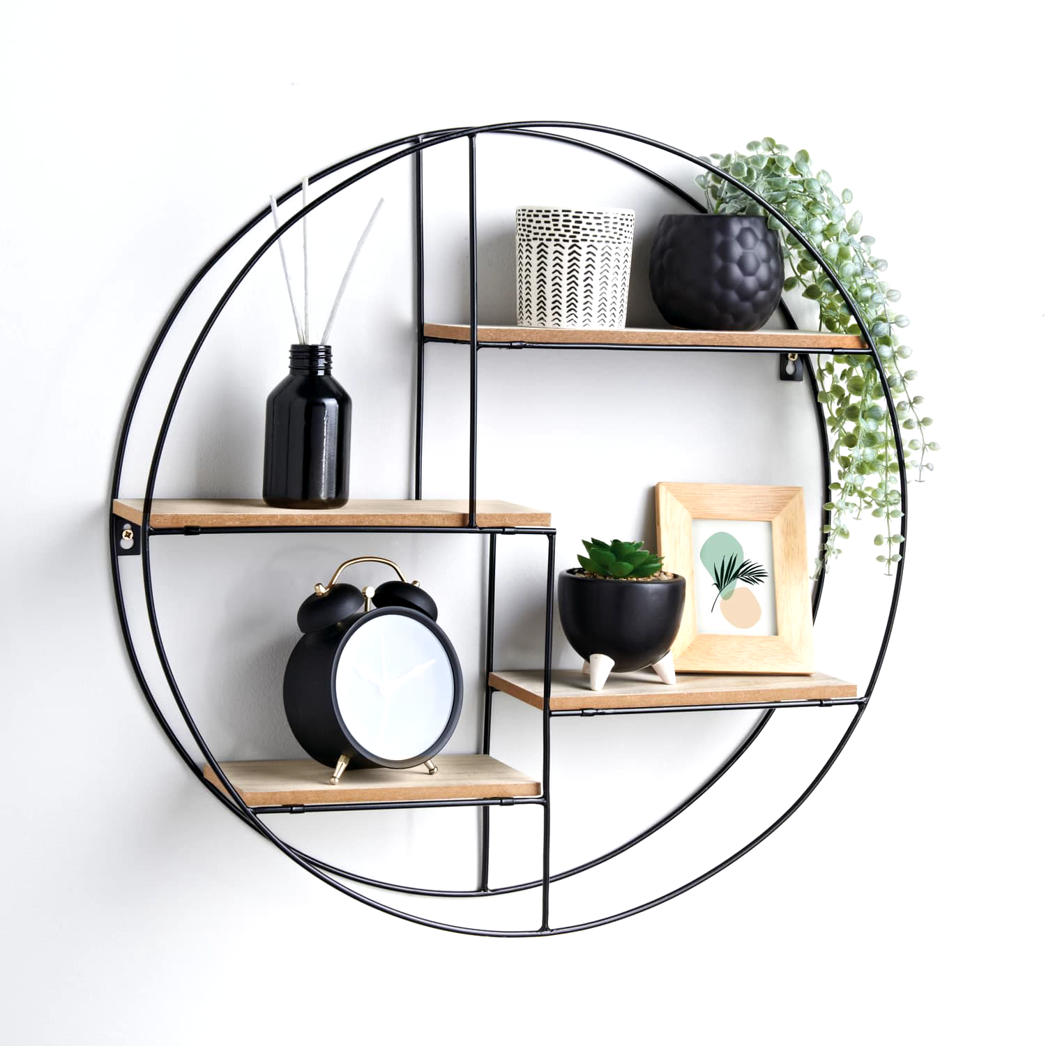 NEW Metal Wire Wall Shelf Home Decor Storage Floating Round Multi