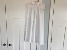 Christening Baptism gown dress cotton blend white eyelet homemade pre-owned 