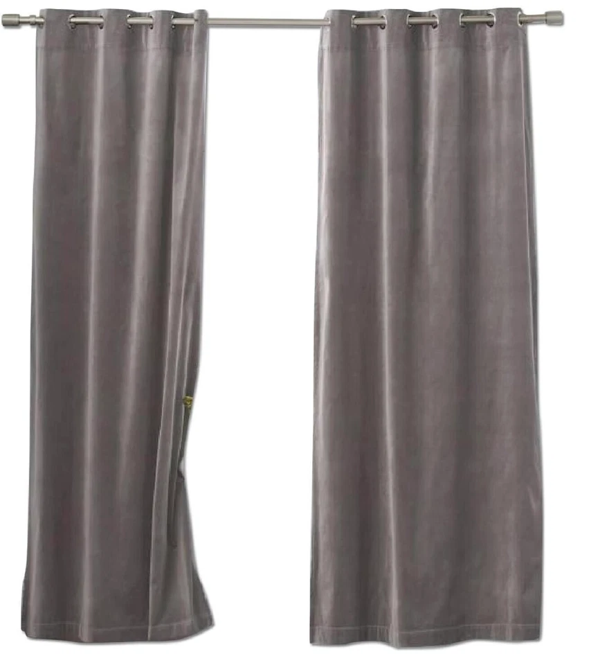 west elm Velvet Curtain Panel (1) 48x96in Gray Silver Grommets - Image 2 of 4